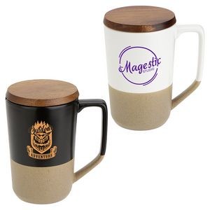 Bellaria 15 oz Ceramic Mug with Wood Lid