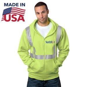 Class 2 USA-Made Pre-Shrunk Segmented Safety Full Zip Hoodie