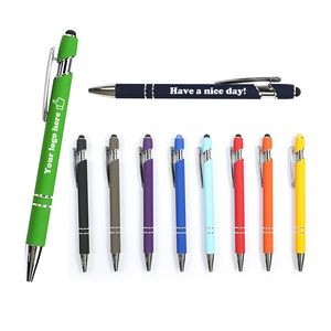 Custom Promotional Aluminum Ballpoint Stylus Pen With Soft Rubber Touch Screens Ball Point