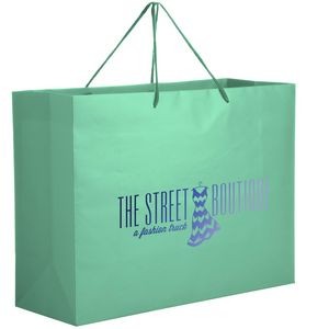 Pastel Matte Laminated Euro Tote Bag w/ Macrame Rope Handles (13"x5"x10") - Foil Stamp