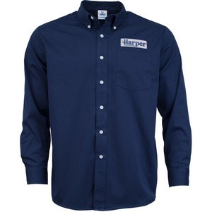 Embroidered Mens Long Sleeve Twill Dress Shirt